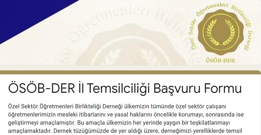ÖSÖB-DER İl Temsilciliği Başvuru Formu