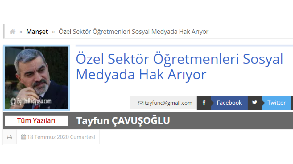 Özel Sektör Öğretmenleri Sosyal Medyada Hak Arıyor - Tayfun ÇAVUŞOĞLU